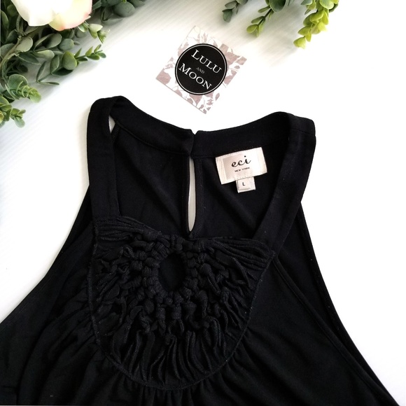 ECI black front keyhole halter tunic size L - Picture 2 of 4